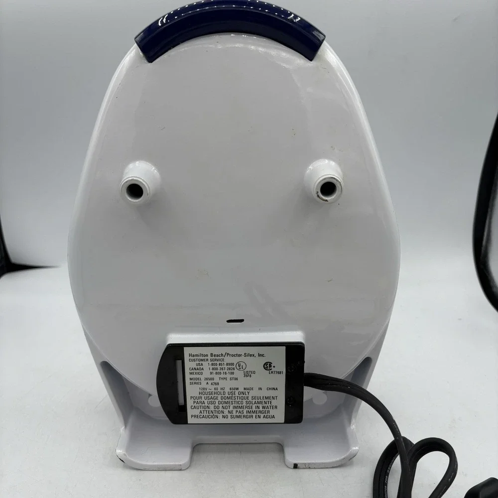 Proctor Silex Morning Baker Belgian Waffle Maker Non Stick Blue White 26500